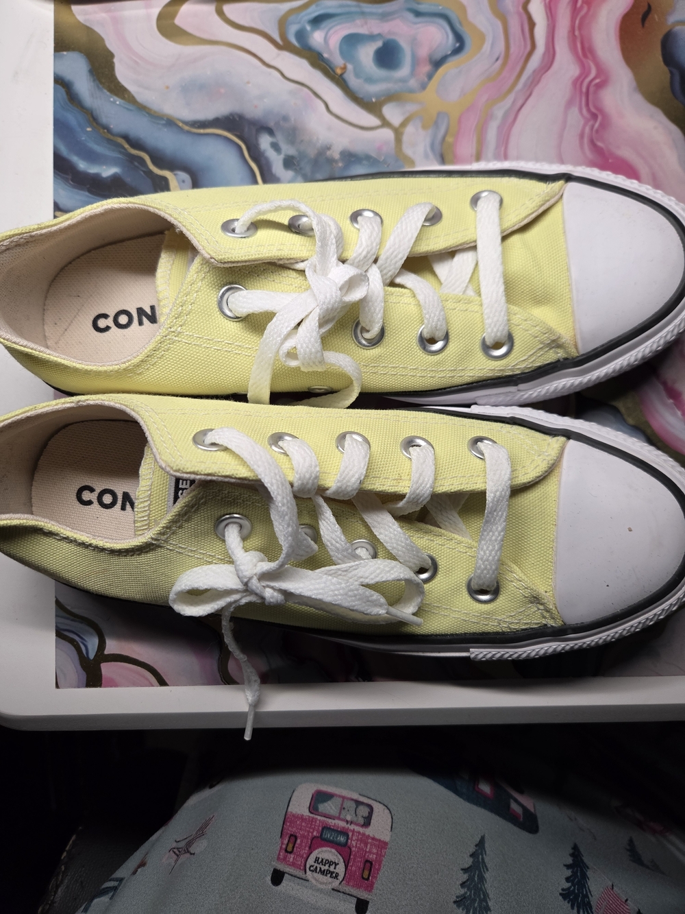 Converse Low-Top Canvas Sneakers - Light Yellow with White